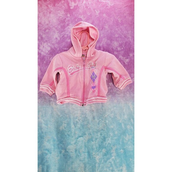 1000% Cute 3-6 Months Toddler Preppy Pastel Pink Vintage Varsity Hoodie Jacket - Picture 1 of 11